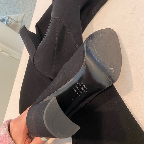 LIKE NEW Stuart Weitzman over the knee thigh high black boot. Scuba material - Picture 7 of 13
